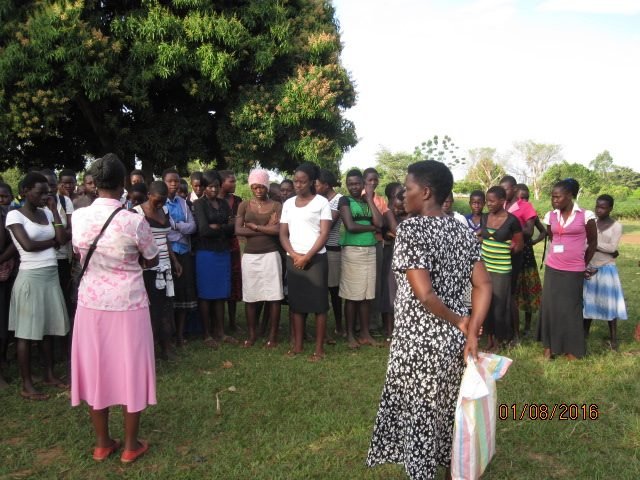 Girls gathered for a health education talk