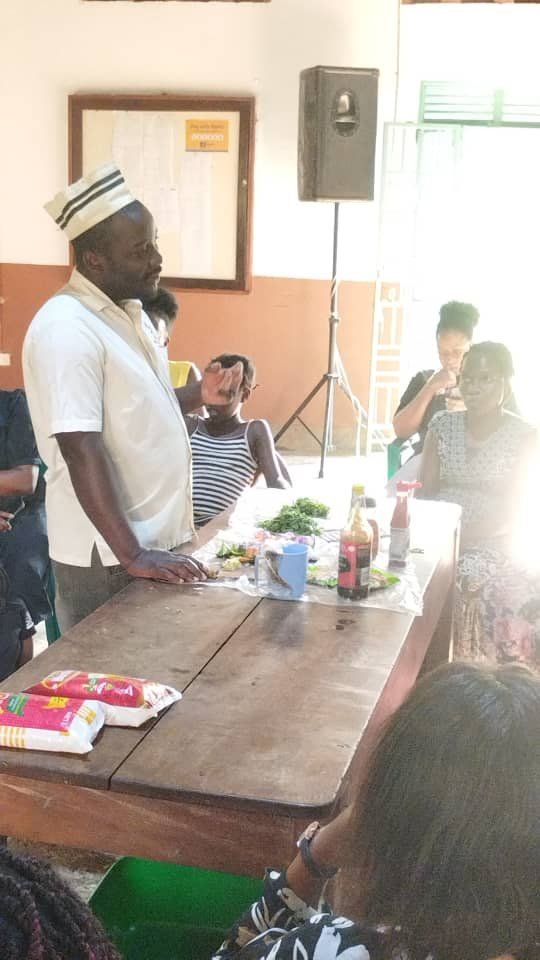 Women learning cooking and catering skills together
