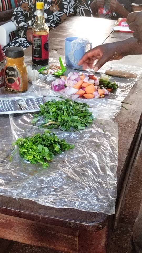 Preparing ingredients for a skills training workshop