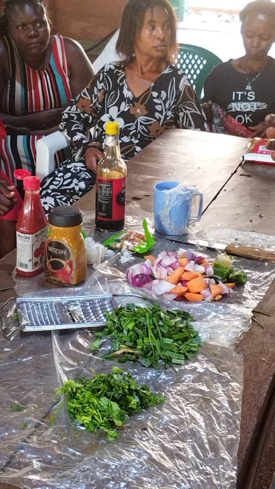 Women training together in a cooking and catering class
